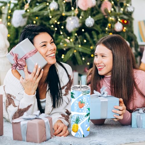 Joyclub Sublimation Tumblers Blanks 20 oz 10 Pack Skinny Straight Tumblers Bulk Stainless Steel Insulated Sublimation Cups with Lid and Straw, Gift Box