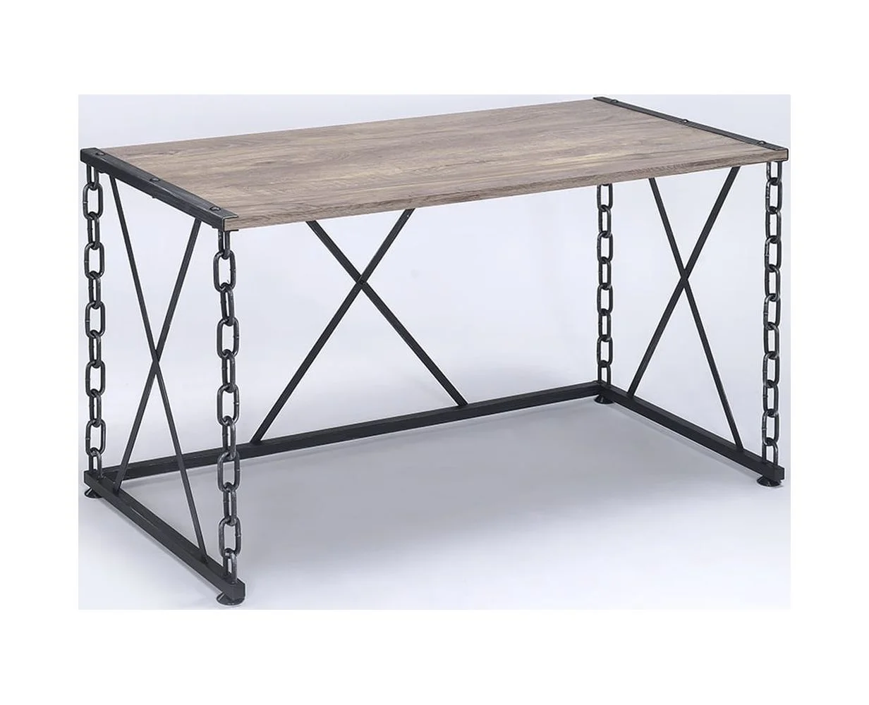 ikayaa Jodie Console Table in Rustic Oak & Black Finish