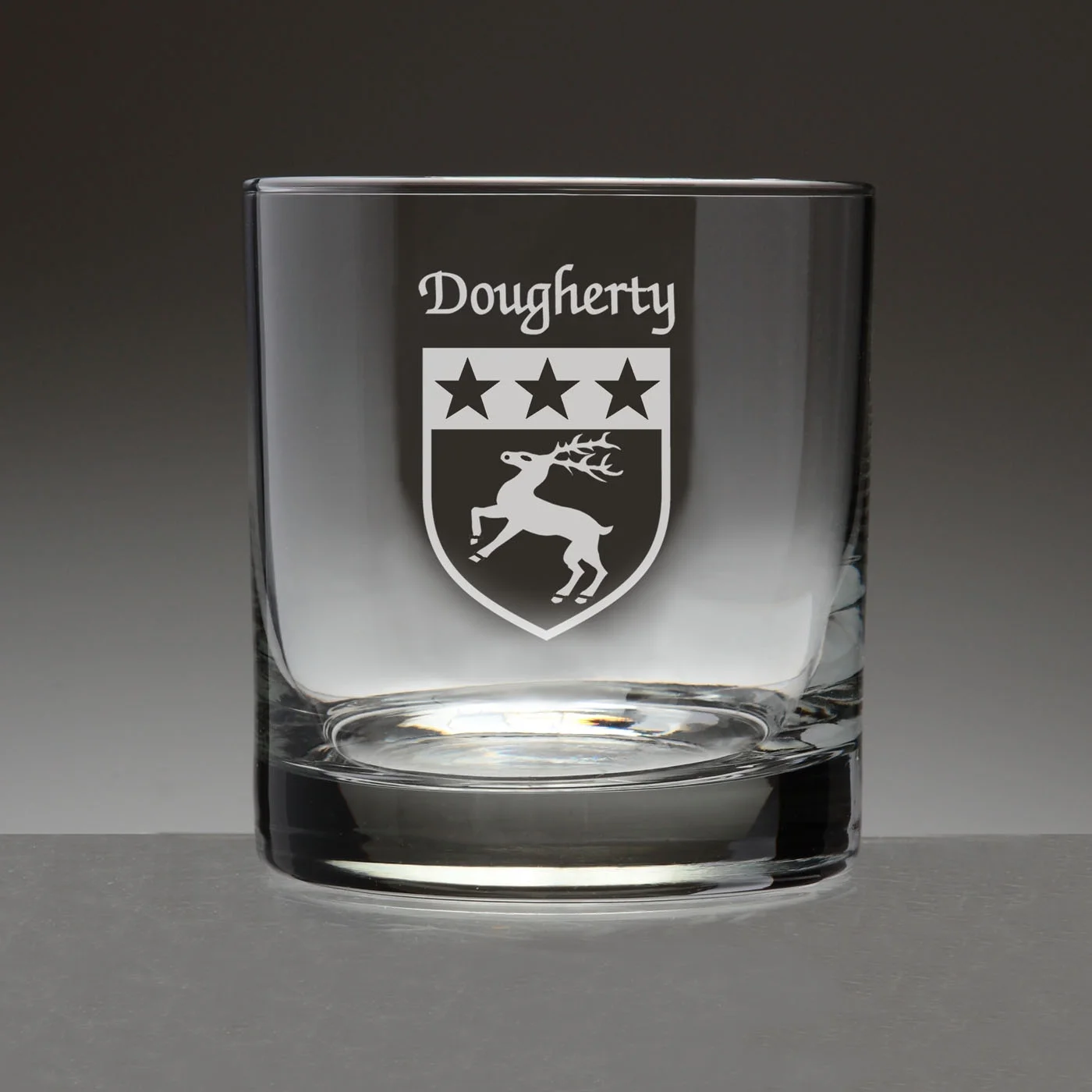 Dougherty Irish Coat of Arms Tumbler Glasses - Set of 4 (Sand Etched)