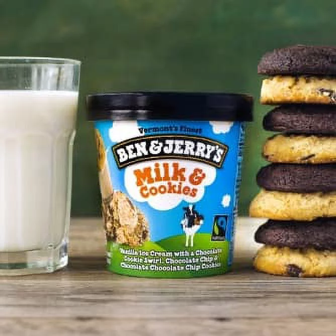 Ben & Jerry's Milk & Cookies Ice Cream, 16 oz. Pint, 6-Pack (Frozen)