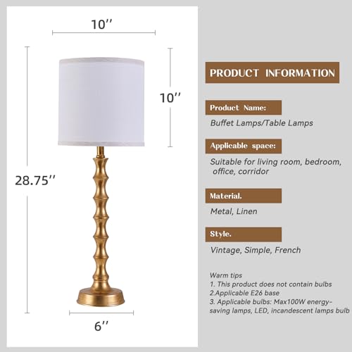 Gold Table Lamp Set of 2 Metal Bamboo Shape Base 29