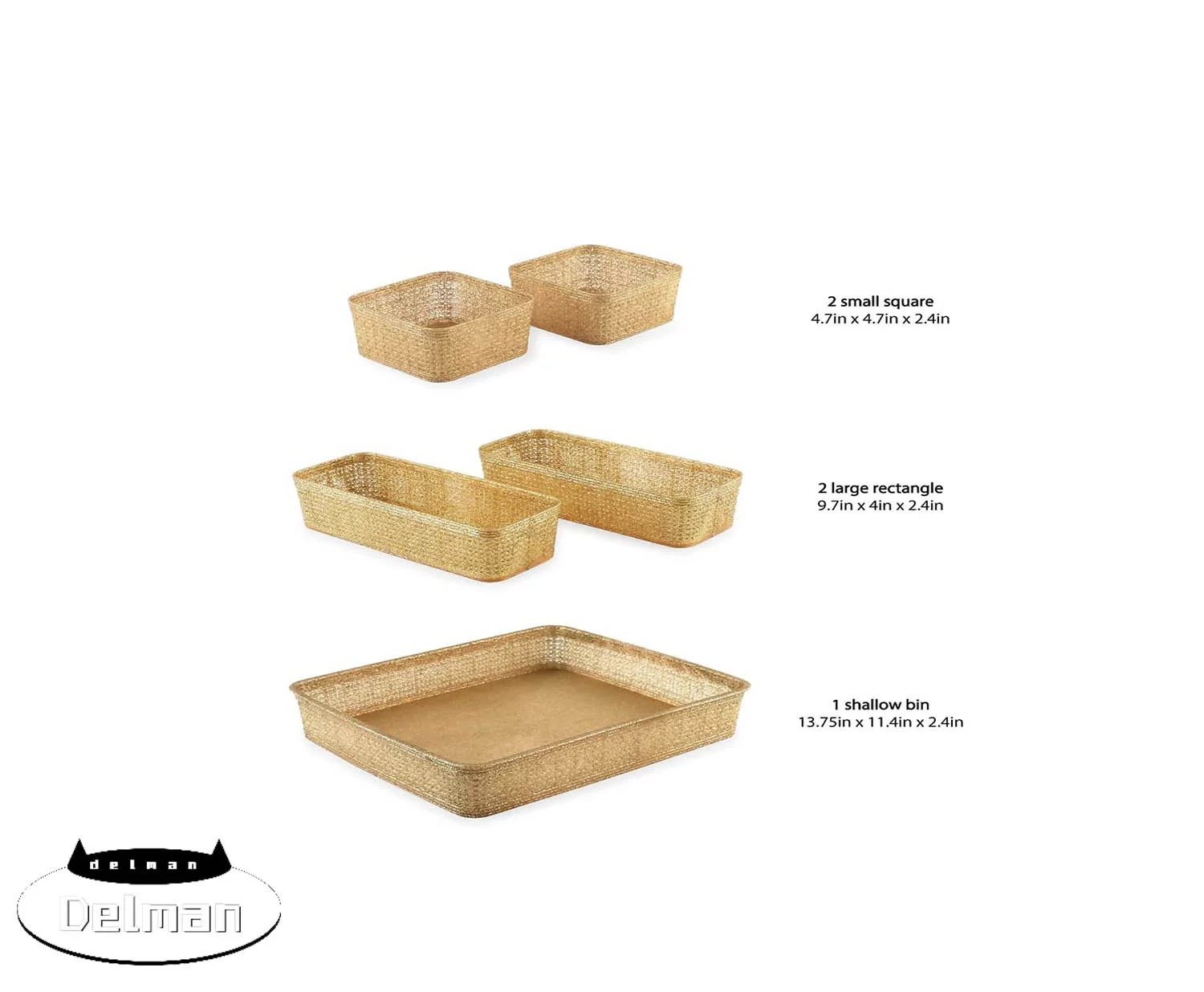 Multi-Functional Home Storage, Desk, Office, Bathroom, Bedroom, Closet, Playroom, Drawers & Shelves (5-Piece, Gold)