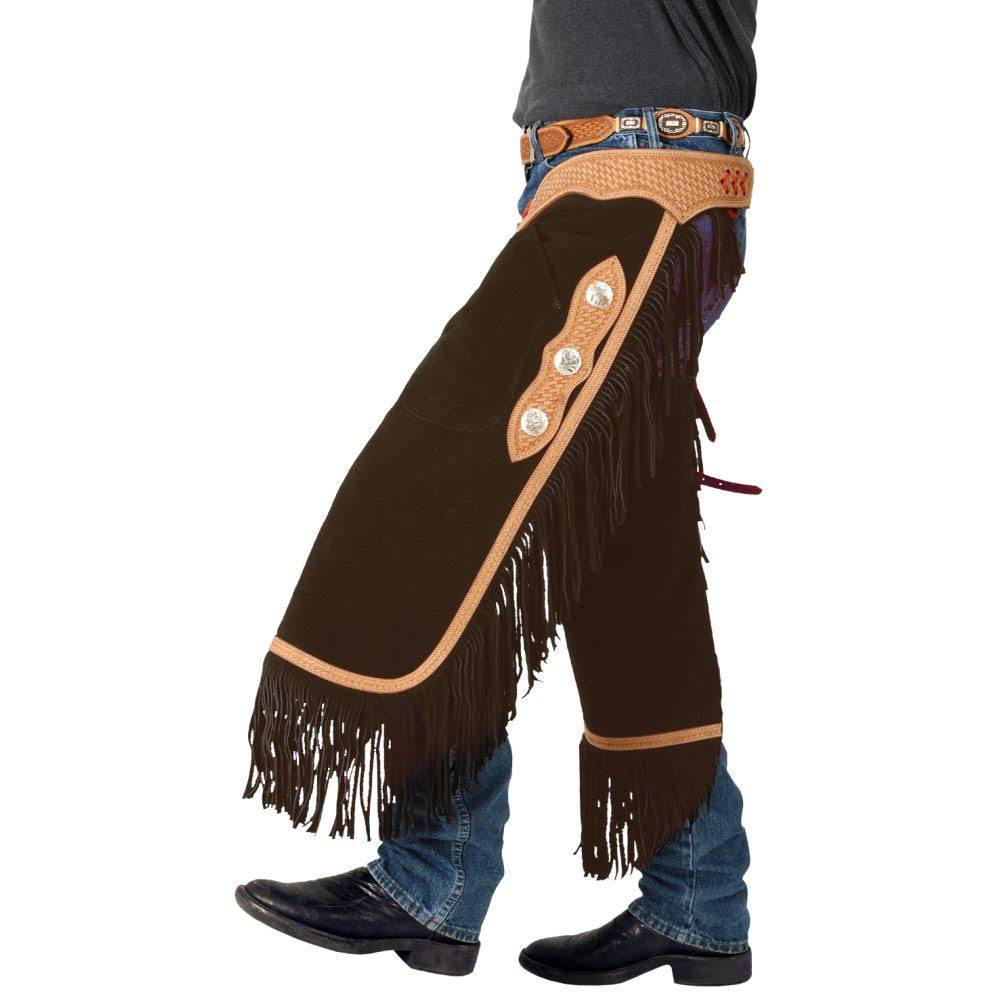 Tough-1 Suede Leather Chinks with Basket Stamp Yoke