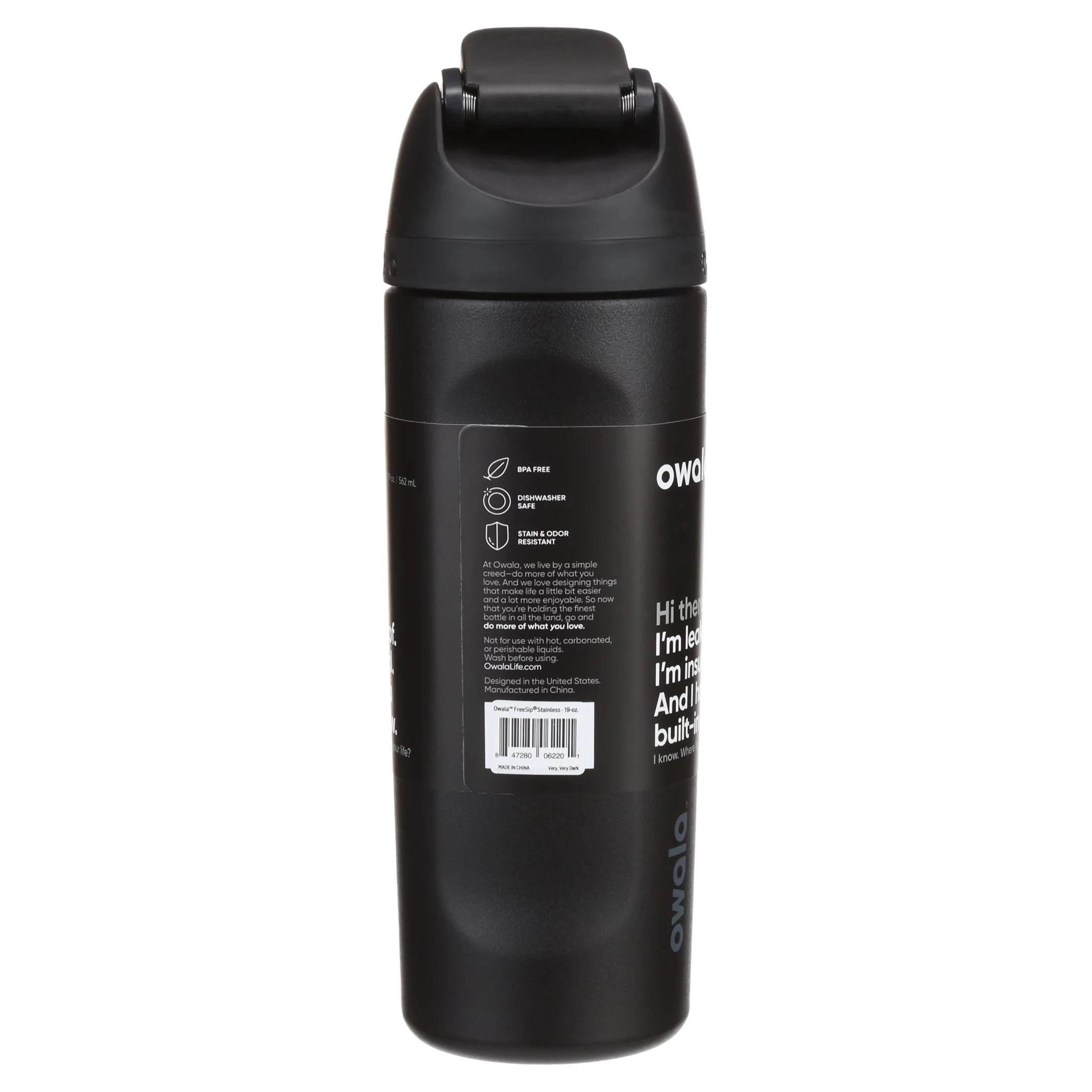 Owala FreeSip Stainless Steel Water Bottle 19oz, Black
