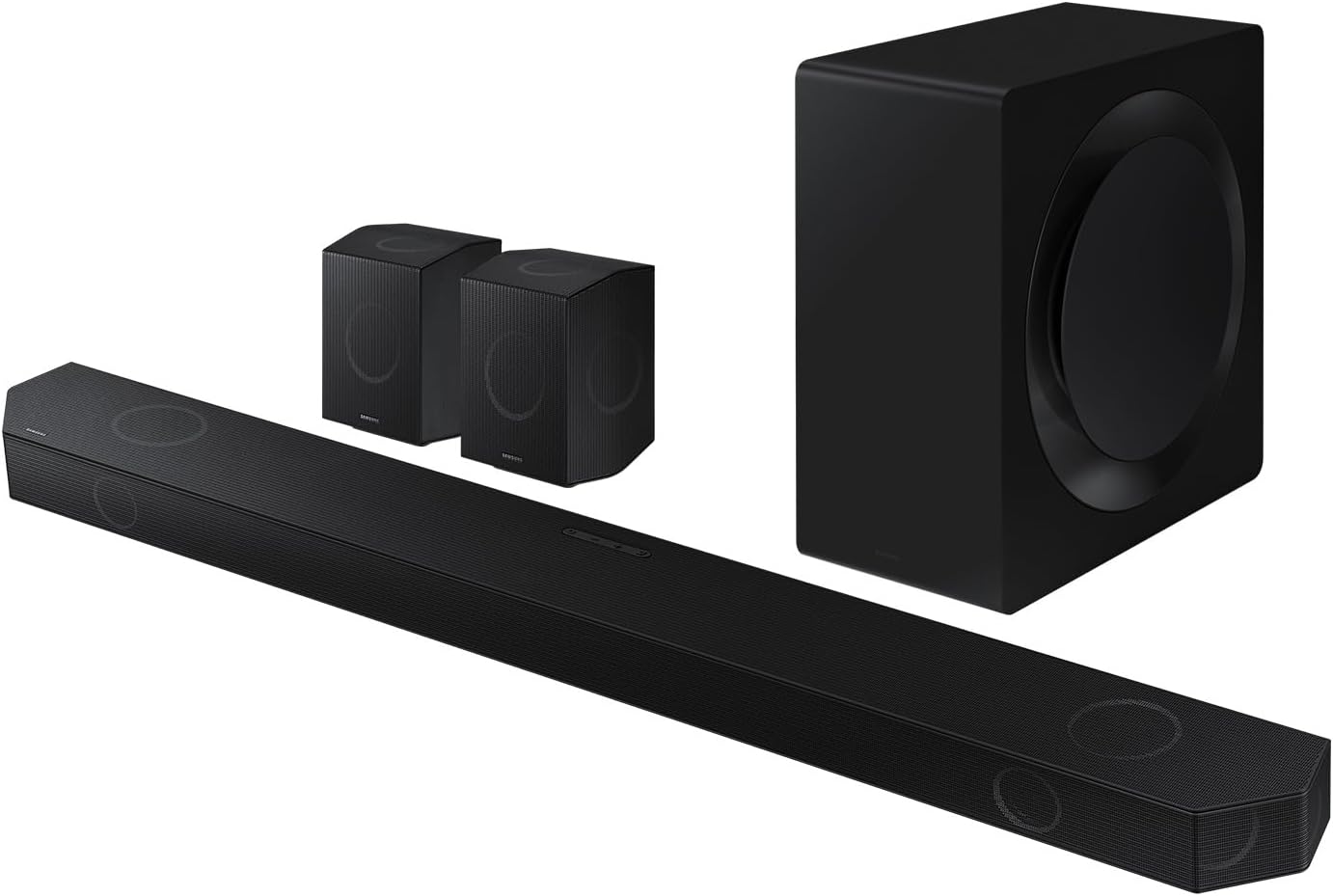 SAMSUNG Q990D 11.1.4ch Soundbar w/Rear Speaker, Wireless Dolby Atmos Audio, Q-Symphony, SpaceFit Sound Pro, Adaptive Sound HW-Q990D/ZA (2024 Model) Bundle with CPS 1 YR Enhanced Protection Pack