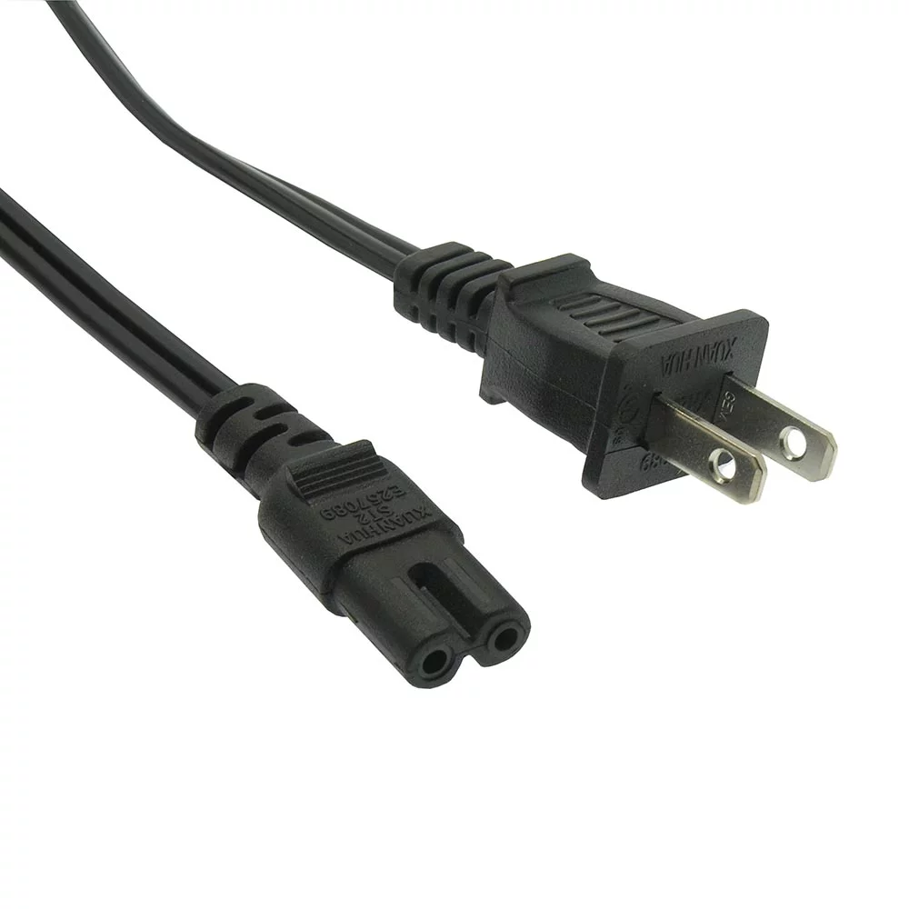3ft (Feet) 18AWG AC Power Cord Cable w/o Polarized, 10A (NEMA 1-15P to IEC-320-C7), 20 Pack