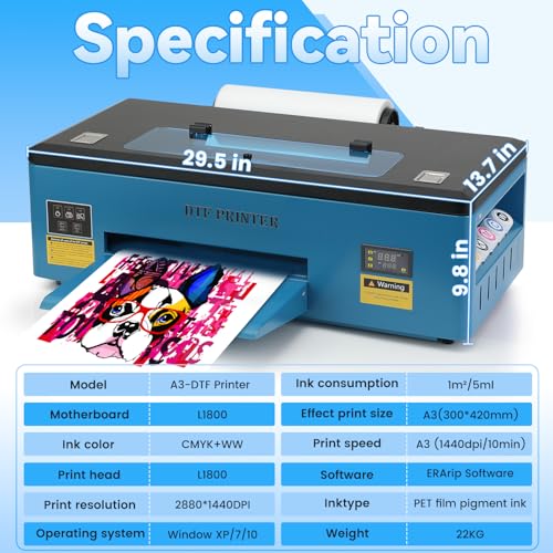 FAFAIR A4 L805 DTF Printer, DTF Printing Machine with Anti-Clogging Technology High Speed Printing, Transfer Printer for DIY T-Shirt, Other Textiles(L805+Oven+Software)