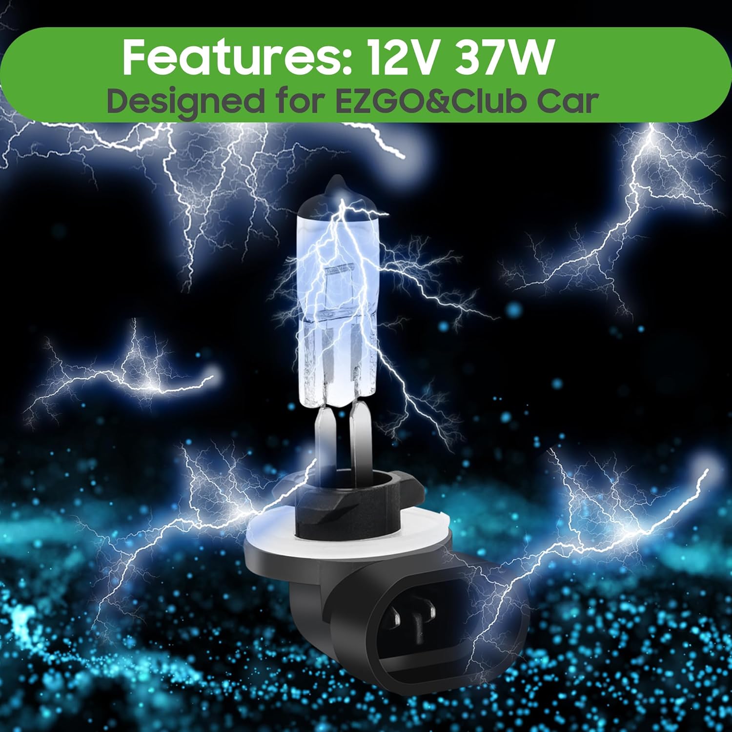 Golf Cart Headlight Bulb 12V 37W Super Bright Halogen Headlight Bulb for EZGO 1994-up, Club Car DS 1999-up, Club Car Precedent 2004-up, 2 Pack