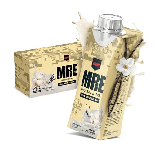 REDCON1 MRE Ready to Drink Protein Shakes, Cookies & Cream - Lactose + Whey Free RTD Protein Made with Real Whole Food Protein Blends - Keto-Friendly and Easy to Digest Nutritional Shake (12 Pack)