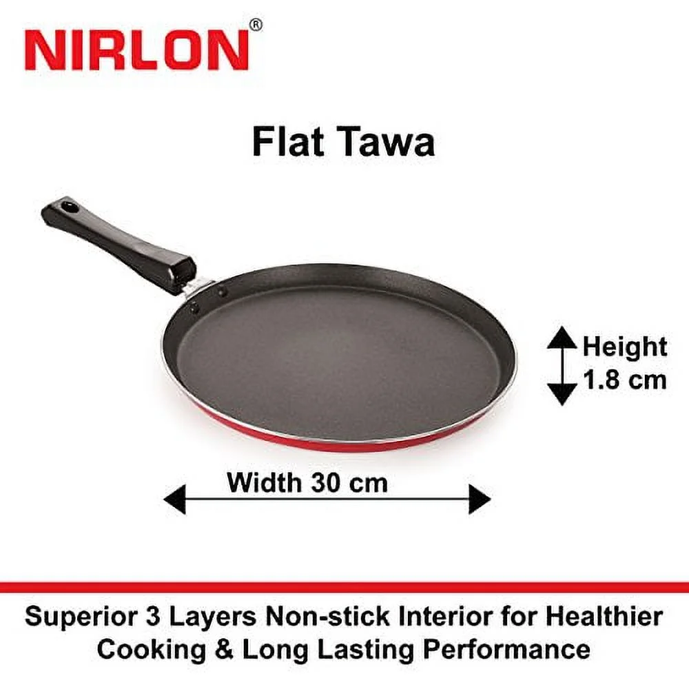 Nirlon Non-Stick Odor Free 3 Piece Gas Compatible Cookware Combo Set With Bakelite Handle, Red And Black Color