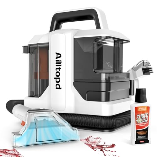 Portable Carpet & Upholstery Spot Cleaner Machine, Powerful Suction&Deep Cleaning Cleaner Machine for Area Rugs, Carpet, Couch, Car, Pets, with Brushhead and Solution