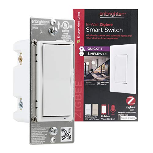 Enbrighten Zigbee Smart Light Switch, QuickFit & SimpleWire, Pairs Directly with Echo Show 10, Echo Studio, Eero Pro 6, Alexa & Google Assistant, Smart Light Switch, 43078