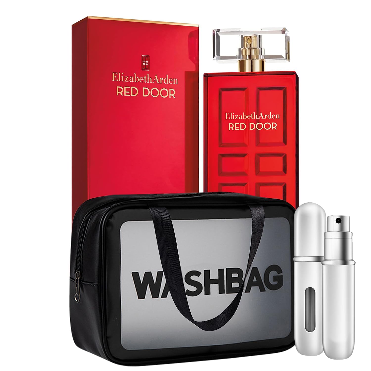 Red Door for Women 3.3 fl. oz - Gift Set Pack - Toiletry Bag And Refillable Empty Perfume Bottle.