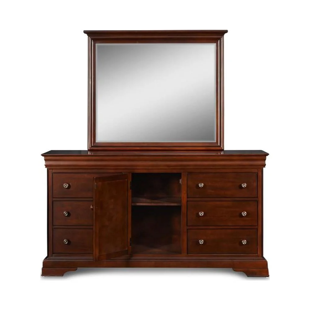 New Classic Furniture Versailles Solid Wood Engineered Wood Dresser in Cherry