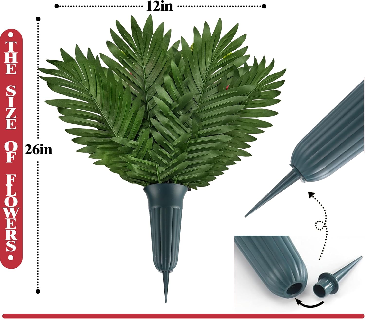 Artificial Cemetery Flowers for Grave,Long-Lasting Bright Color, Graveyard Decoration-Rose Gerbera Daffodil - Headstone Vase and 2 Butterflies Included，Blue/White/Yellow