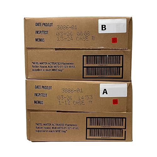 Ammo Can Man MRE (Meals-Ready-To-Eat) Case - Genuine Military Surplus MRE Case | 2026 Inspection Date (A Case Only - Menus 1-12)