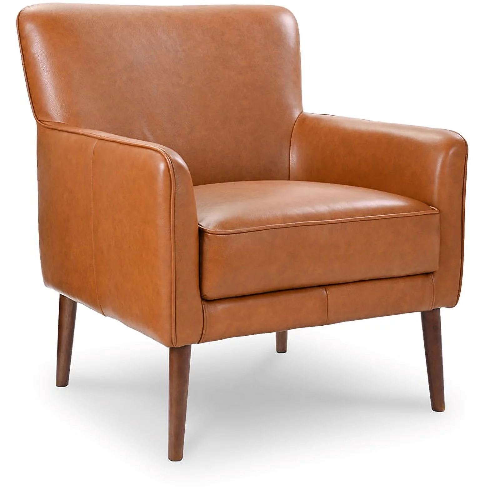 Silvan Luxury Modern Tufted Full Grain Tan Leather Accent Armchair