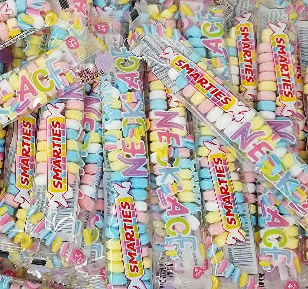 Smarties Necklaces, Individually Wrapped Hard Candy, Fruit Flavored, 40 Count, Bulk 2 Pounds