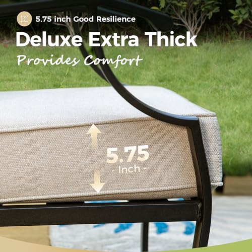 Patio Furniture Set 4 pcs, Metal Outdoor Patio Furniture, 3-Seat Sofa, 2 Swivel Chairs, Coffee Table and 5.75