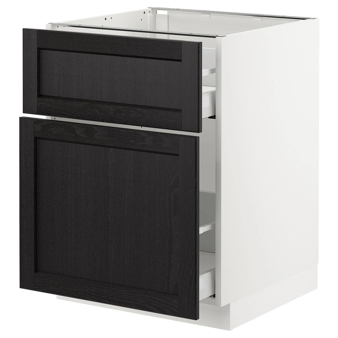IKEA - SEKTION Base cabinet/p-out storage/drawer, White Maximera/Lerhyttan Black stained, 24x24x30 99259340