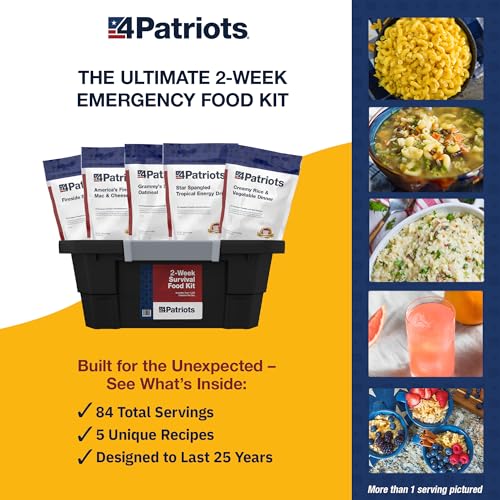 4Patriots 2-Week Survival Food Kit: Emergency Food Supply Designed to Last 25 Years, 84 Servings