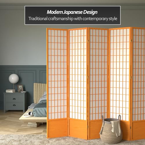 Red Lantern 7 ft. Tall Window Pane Shoji Screen-White-3 Panels Room Divider