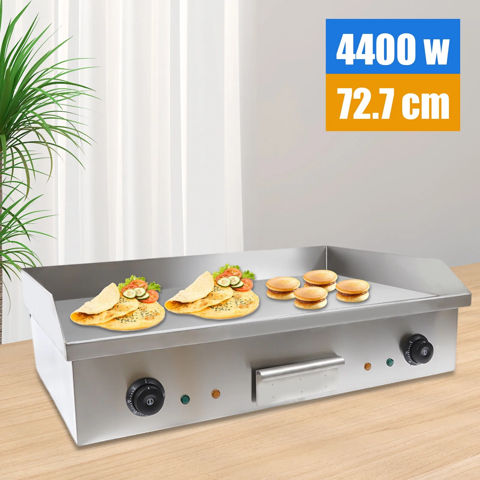 Miumaeov 29inch Commercial Electric Countertop Griddle Stainless Steel Flat Top Grill BBQ Hot Plate 50°C to 300°C Adjustable 4400W 110V