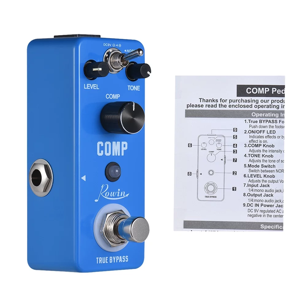 Rowin COMP Compressor Compress Guitar Effect Pedal Aluminum Alloy Shell True Bypass