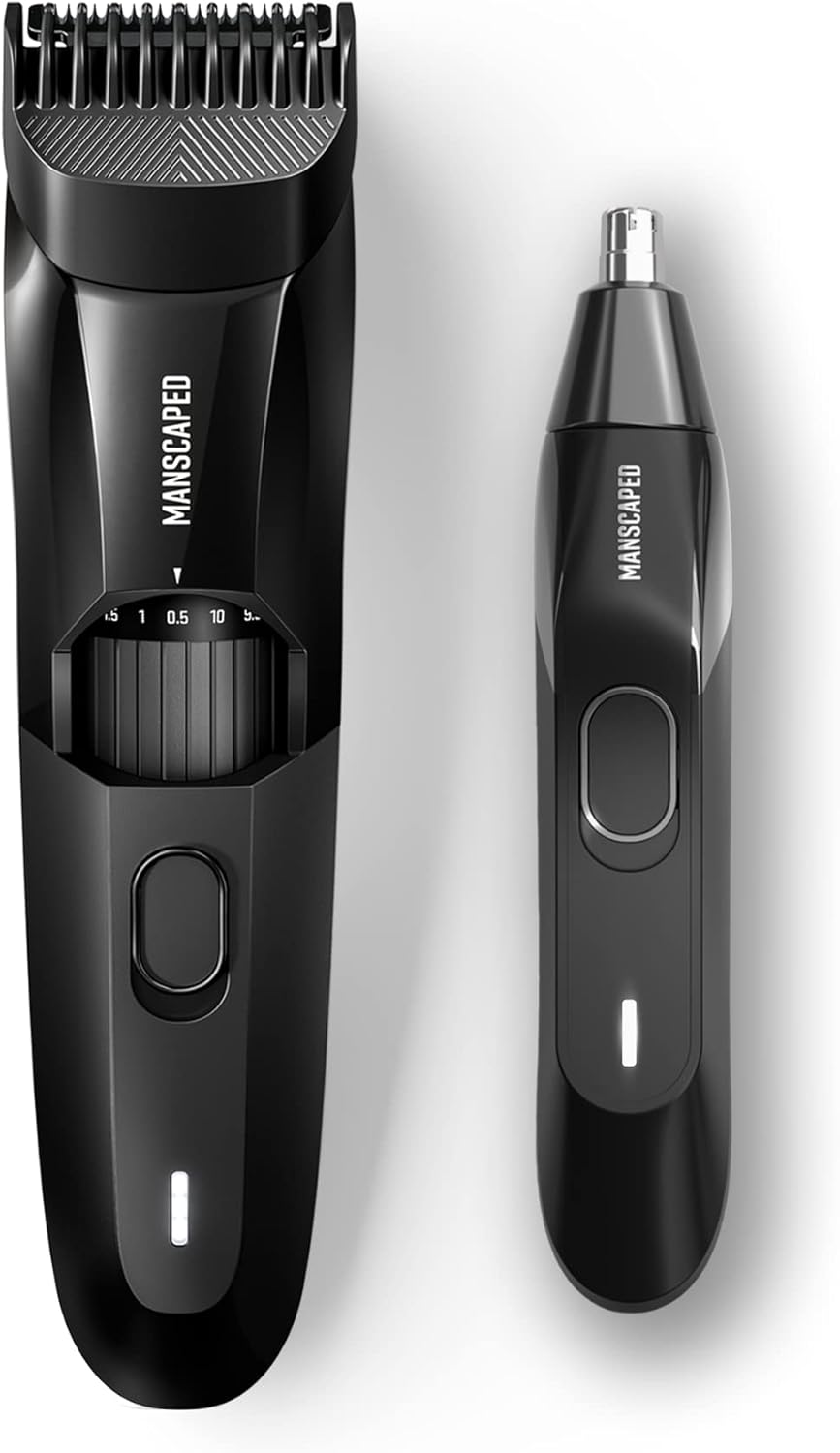 MANSCAPED® The Face Grooming Duo Contains: The Beard Hedger® Premium Precision Beard Trimmer and The Weed Whacker® 2.0 Nose and Ear Hair Trimmer