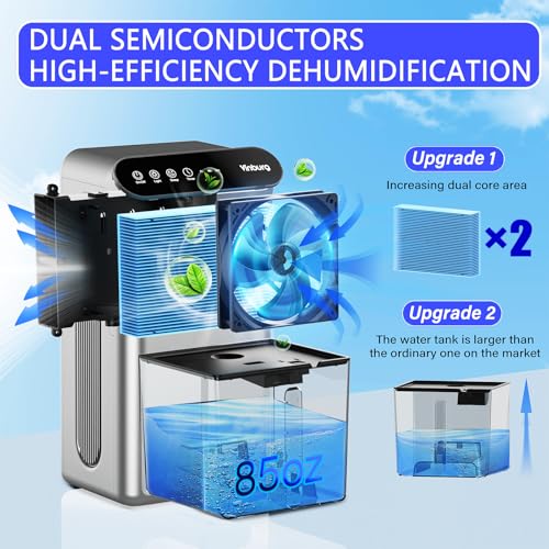 Dehumidifier for Basement (85 OZ, 800 sq ft) Quiet Dehumidifiers for Home, Auto Shut-Off, Sleep Mode, 3 Gear Timer(8H,16H,24H), Small Dehumidifier for Bedroom, Bathroom with Drain Hose