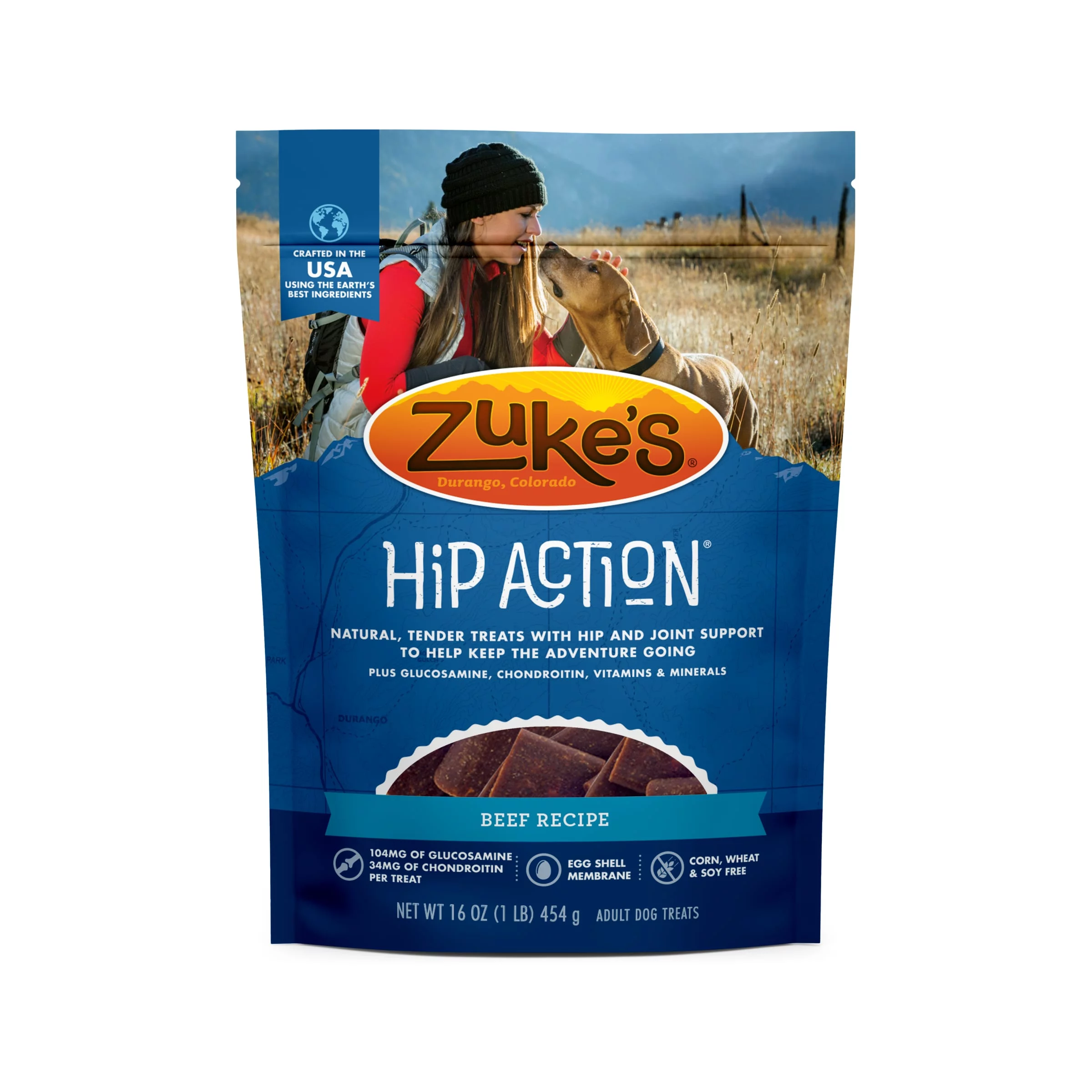 Zuke’s Hip Action, Hip And Joint Support Treats, Soft And Chewy Natural Beef Dog Treats, Beef Recipe