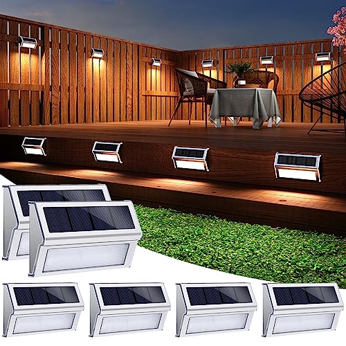 JSOT Solar Outdoor Lights, 12 Pack Solar Fence Lights, Deck Lights, Solar Powered Waterproof Outside Lighting for Garden Backyard Patio Yard Stair Step Wall Railing Post, Cool Light