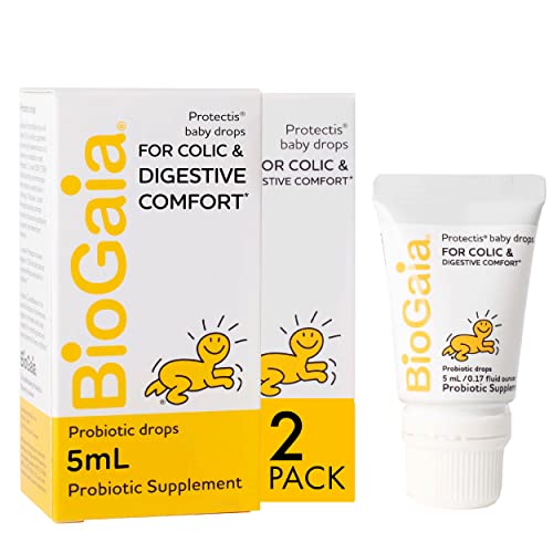 BioGaia Baby Probiotic Drops - Baby Essentials for Colic & Gas Relief, Safe for Newborns, Reduces Crying, Fussing, Colic, Gas, Spit-ups and Constipation, No allergens, Dairy, Soy, Gluten, or Sugar