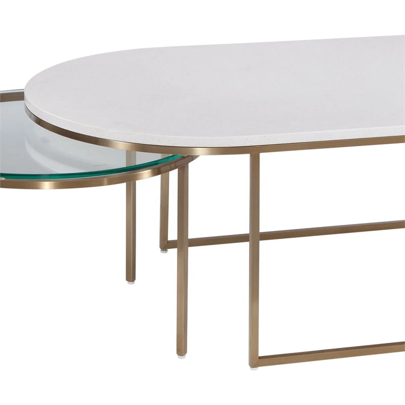 Thalia Nesting Cocktail Table in Gold Metal and White Terrazzo