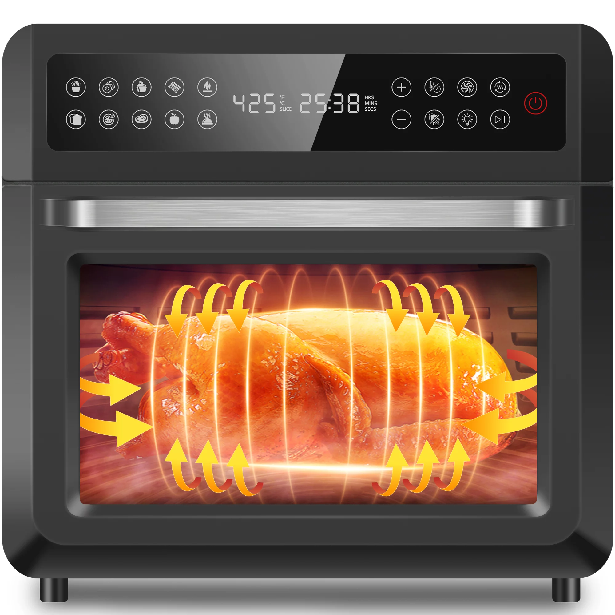 CICIKIKI AO1201X4 20 Quart Air Fryer Toaster Oven Combo, Black