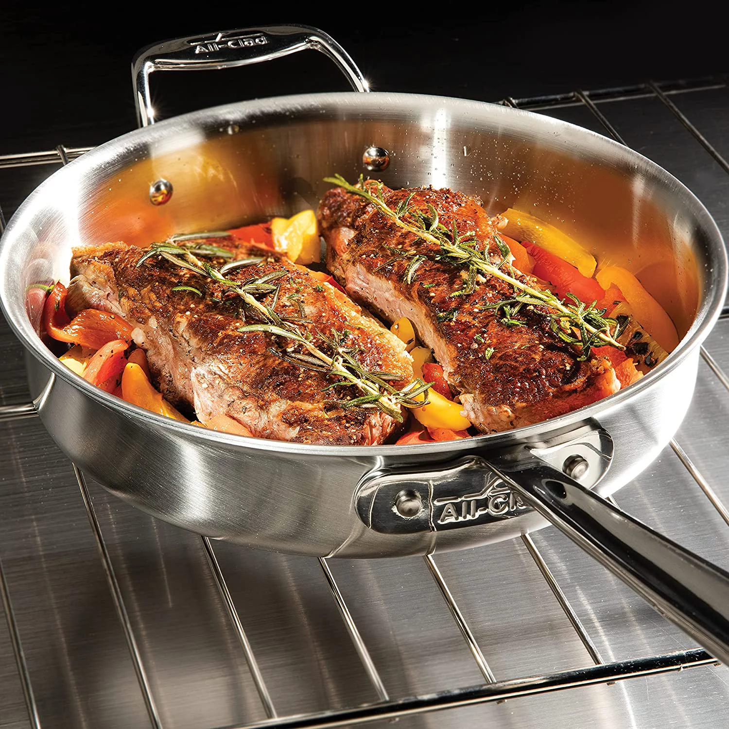 Excellent en D5 5-Ply Brushed Stainless Steel Cookware Set 14 Piece Induction Oven Broil Safe 600F Pots and Pans