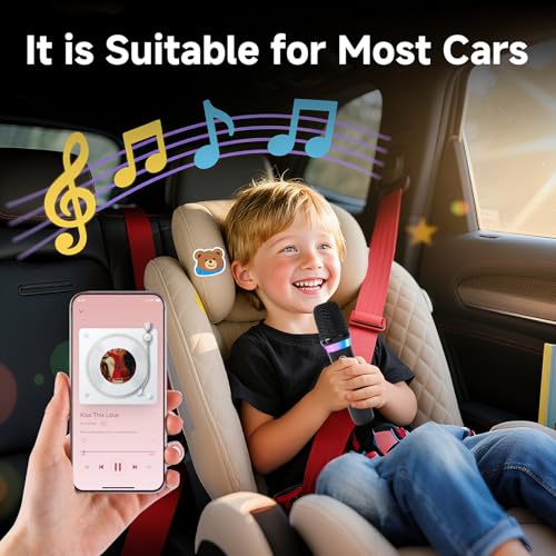 Car Karaoke Microphone,Dual Handheld Rechargeable Mic with 3.5mm Aux in and Out Receiver,Volume Control Karaoke Microphone for Singing, Speech, Home Party, YouTube/Tiktok(Black)