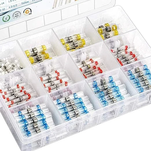 200PCS Solder Seal Wire Connectors, Camtek Heat Shrink Solder Connectors Solder Seal Butt Connectors Electrical Wire Terminals Insulated Waterproof Marine Automotive Copper Connectors Kit