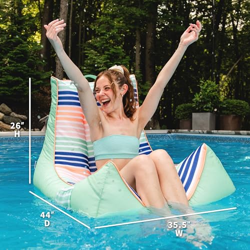 Big Joe Captain's Float No Inflation Needed Pool Lounger, Double Sided Mesh, Quick Draining Fabric