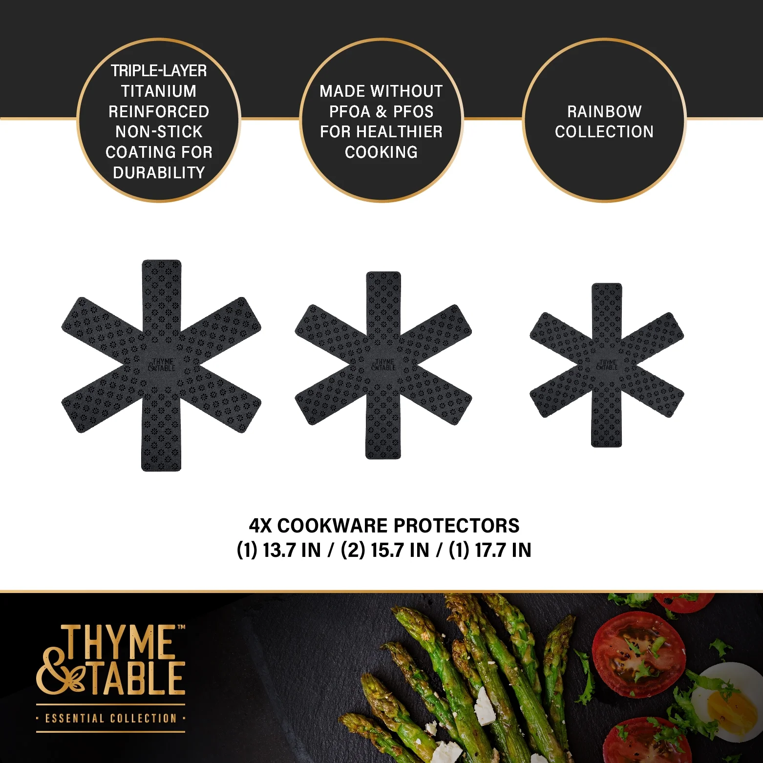 Thyme & Table Non-Stick 12-Piece Signature Cookware Set, Black & Rainbow