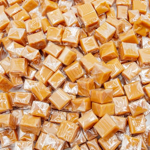 CARAMEL SQUARES Candy 2 lb – Bulk Bag, Soft and Chewy Taffy, Classic Milk Flavor, Old Fashioned Candies, Individually Wrapped (128 Pieces)
