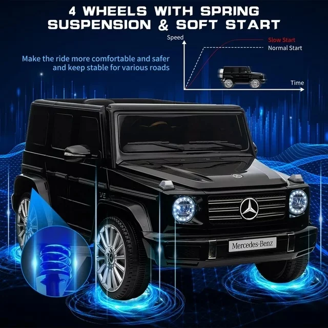 BATE 24V Licensed Mercedes-Benz G500 Powered Ride on Car , Kids Electric Ride on Toy Car 2.4G W/Parents Remote Control ,Three speed adjustable,Power display, USB,MP3 ,Bluetooth, Black