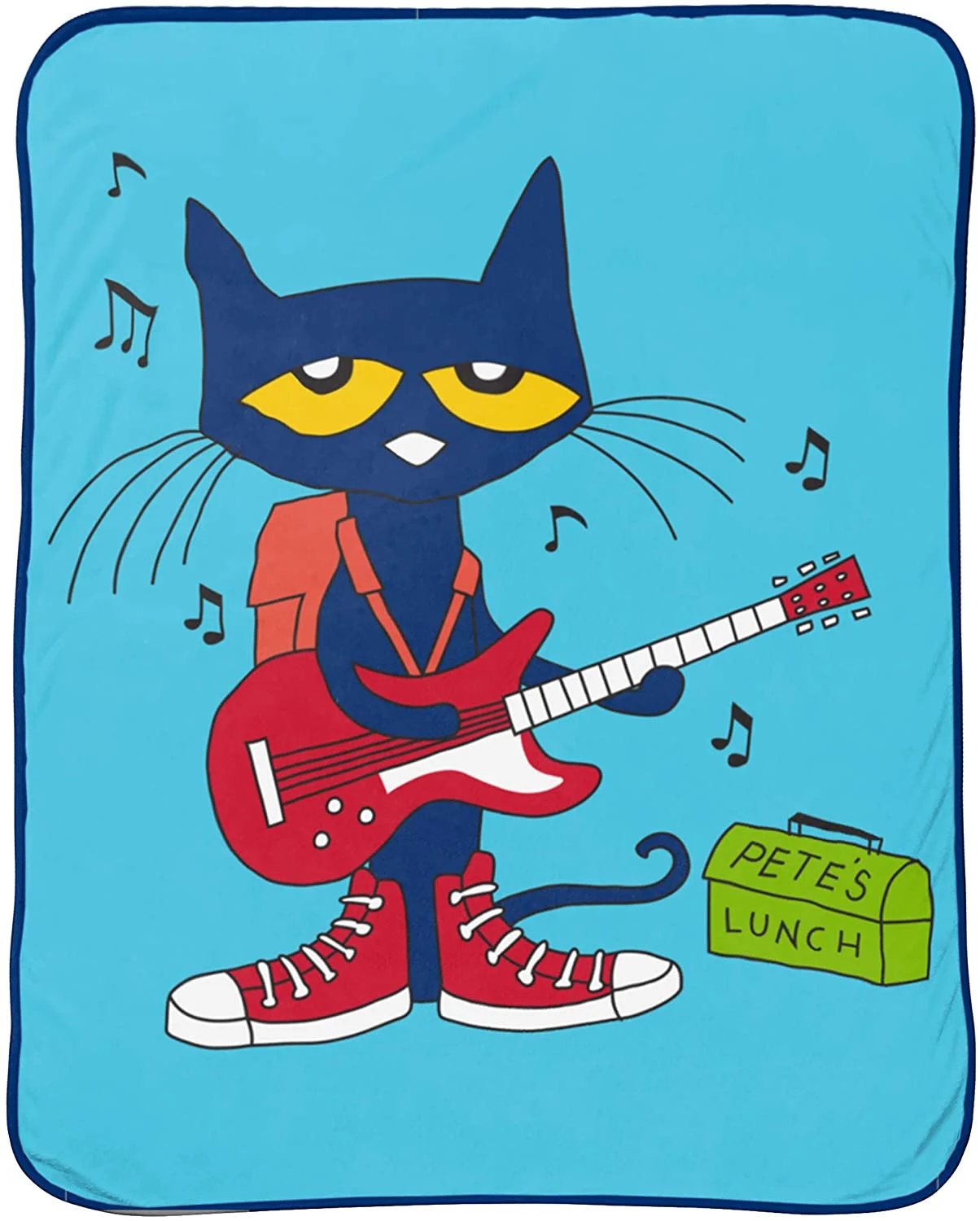 Pete The Cat Rock Out Mini Pillow Buddy and 46x60 inch Blue Throw Set, 100% Microfiber
