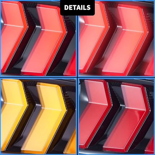 VLAND LED Rear Lights Compatible with Mustang 2015-2023 w/Sequential Turn Signal (5-Modes Switchable Lighting), Clear Lens Taillight Assembly, Passenger&Driver Sides (Clear)