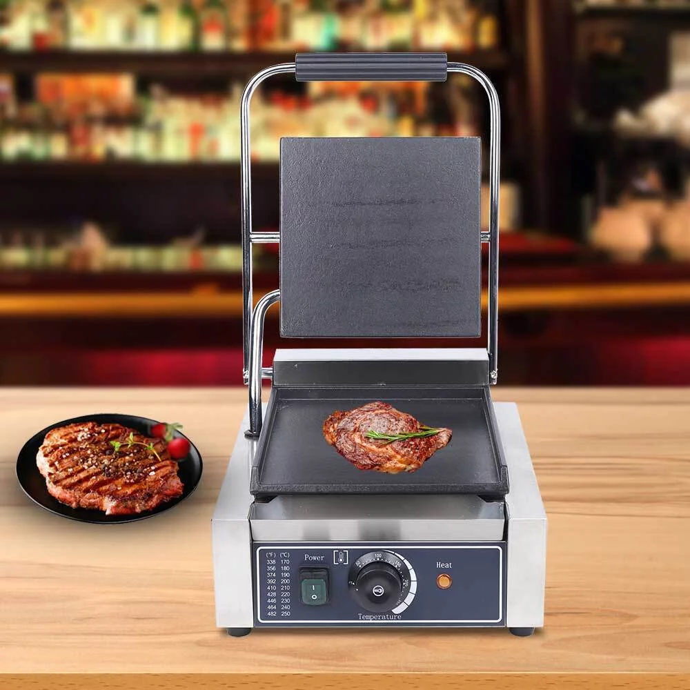 Commercial Electric Panini Press Grill Griddle Plate , Flat Sandwich Steak Maker