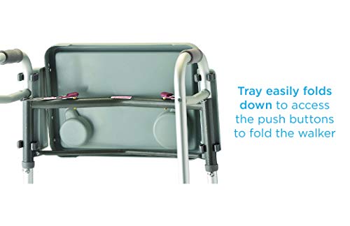 NOVA Medical Products Walker Tray with Two Cup Holders, Gray, 1 Count