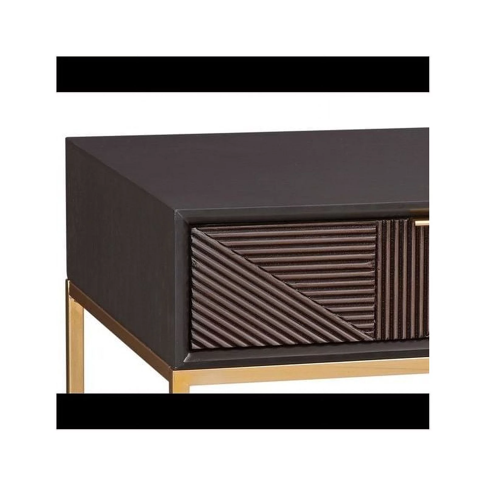 Beader Rectangular End Table in Black Wood and Metal