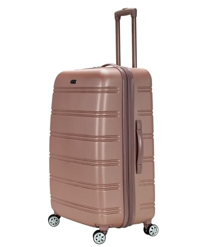 Rockland Melbourne Hardside Expandable Luggage with Spinner Wheels, Blue, Checked Large 28