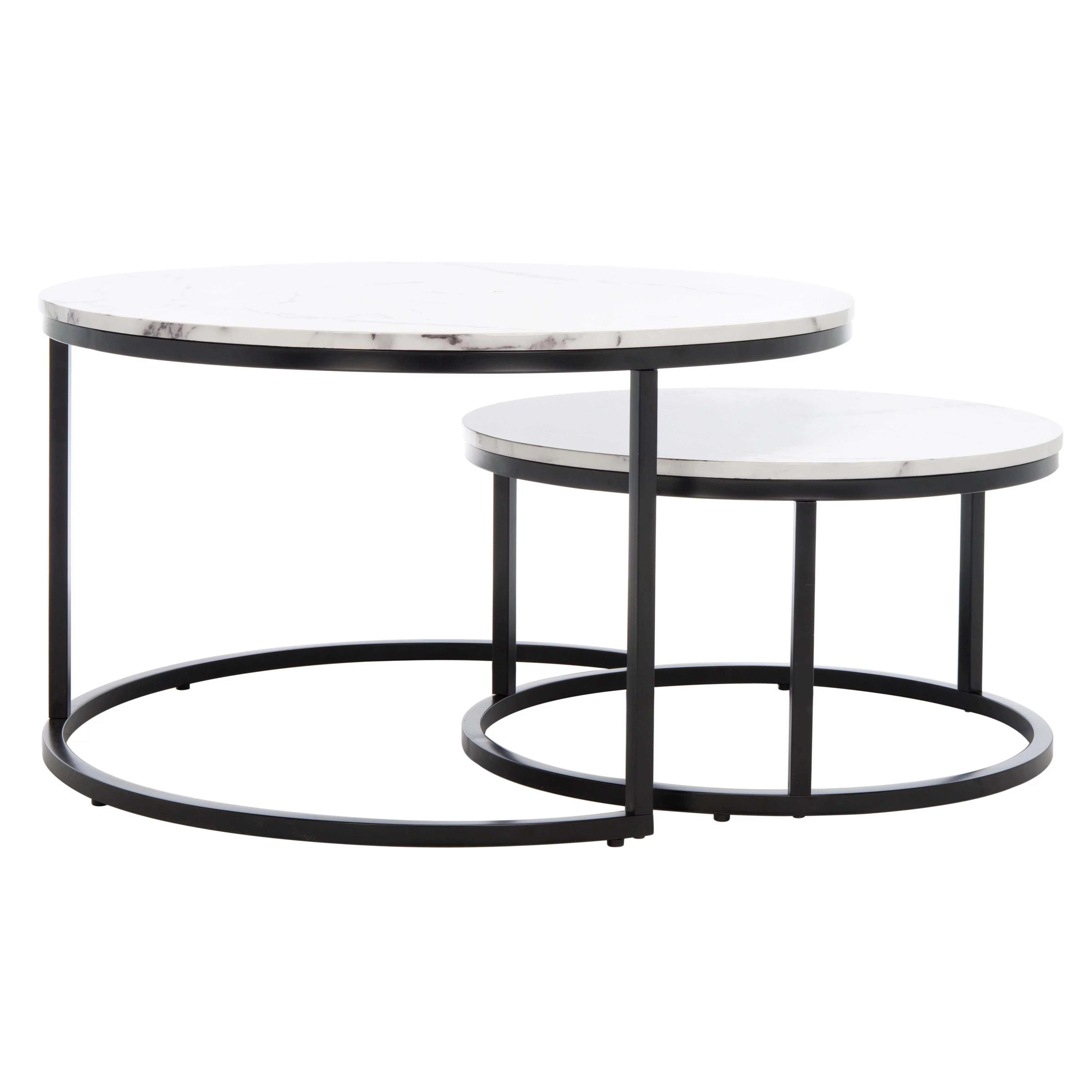 SAFAVIEH Peppino 2 Round Nesting Coffee Table, White/Black