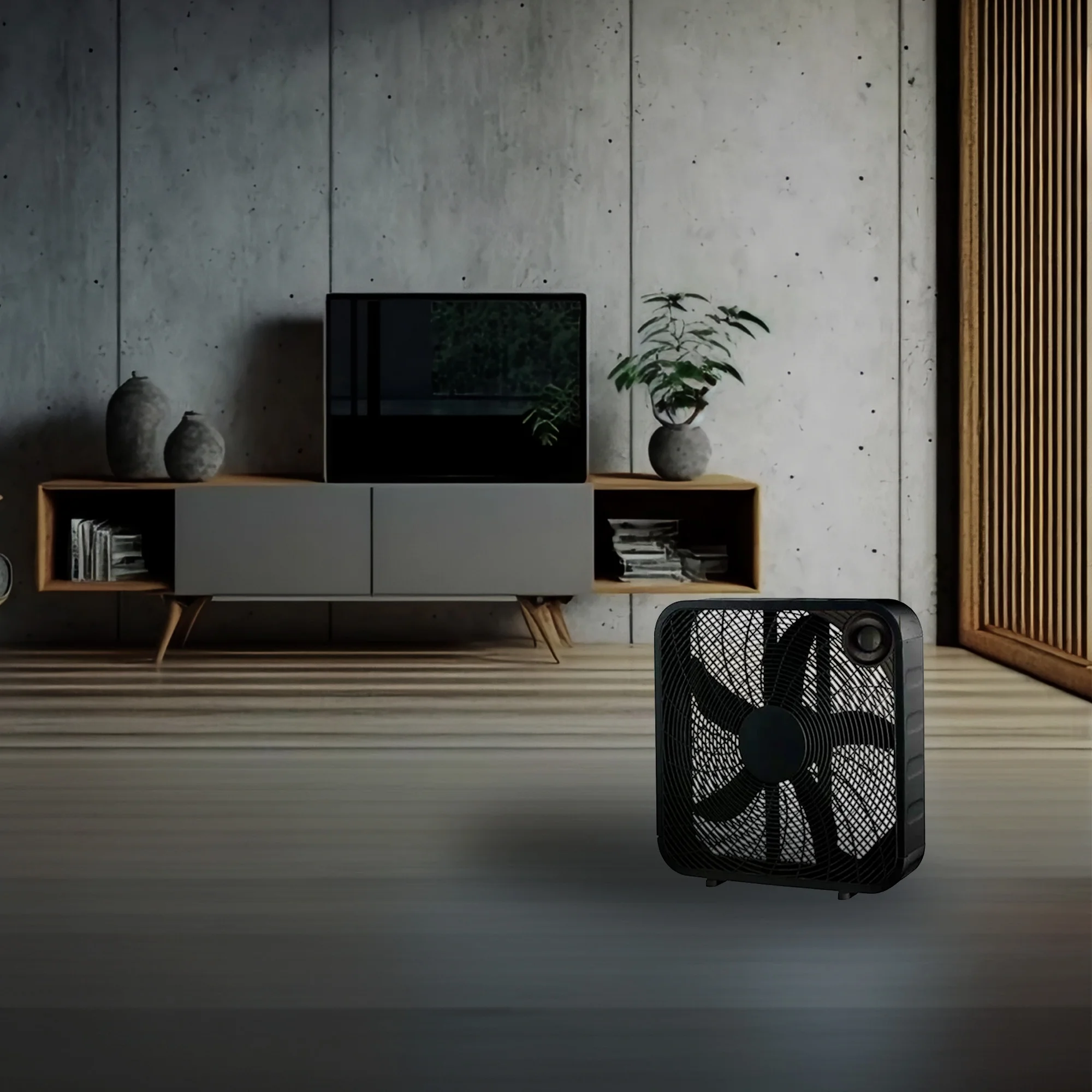 Midea International Efficient Compact Lightweight 3 Speed 20 Inch Box Fan, Black